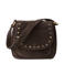 DSTRCT suede schoudertas met studs donkerbruin