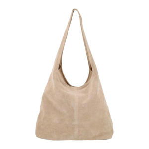 suede schoudertas beige