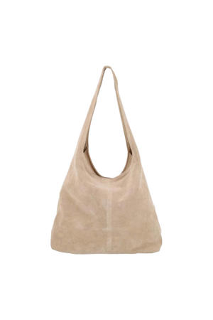 suede schoudertas beige