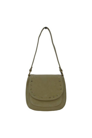 leren schoudertas met studs beige