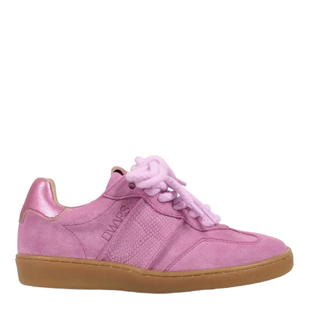 Roze meisjes DWRS POONA sneakers van 100% leer met rits- en klittenbandsluiting