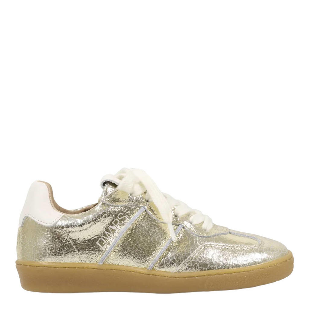 Goud en metallickleurige meisjes DWRS POONA leren sneakers met rits- en klittenbandsluiting