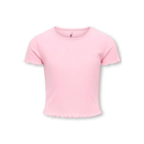 KIDS ONLY GIRL T-shirt rib gebreid roze afbeelding