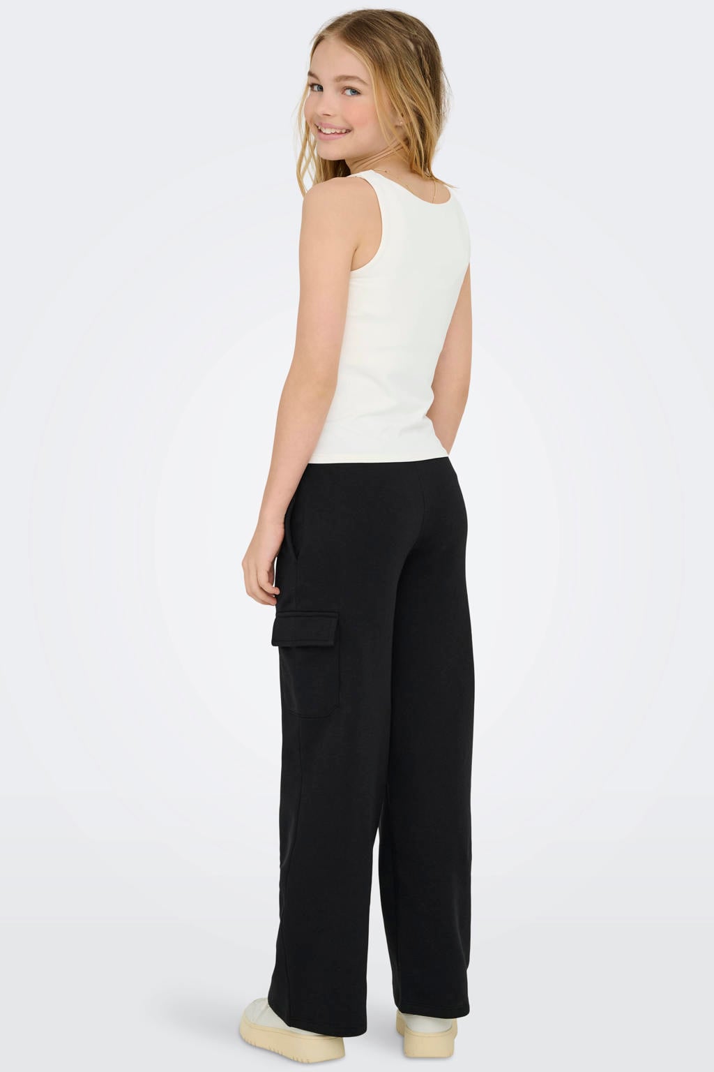 Witte meisjes KIDS ONLY GIRL mouwloze top van polyamide met ronde hals