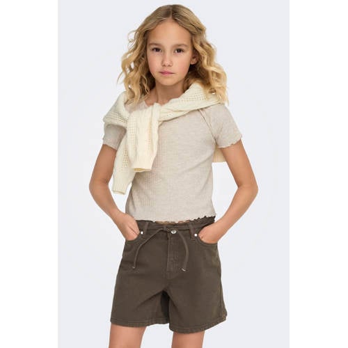 KIDS ONLY GIRL T-shirt rib gebreid beige afbeelding