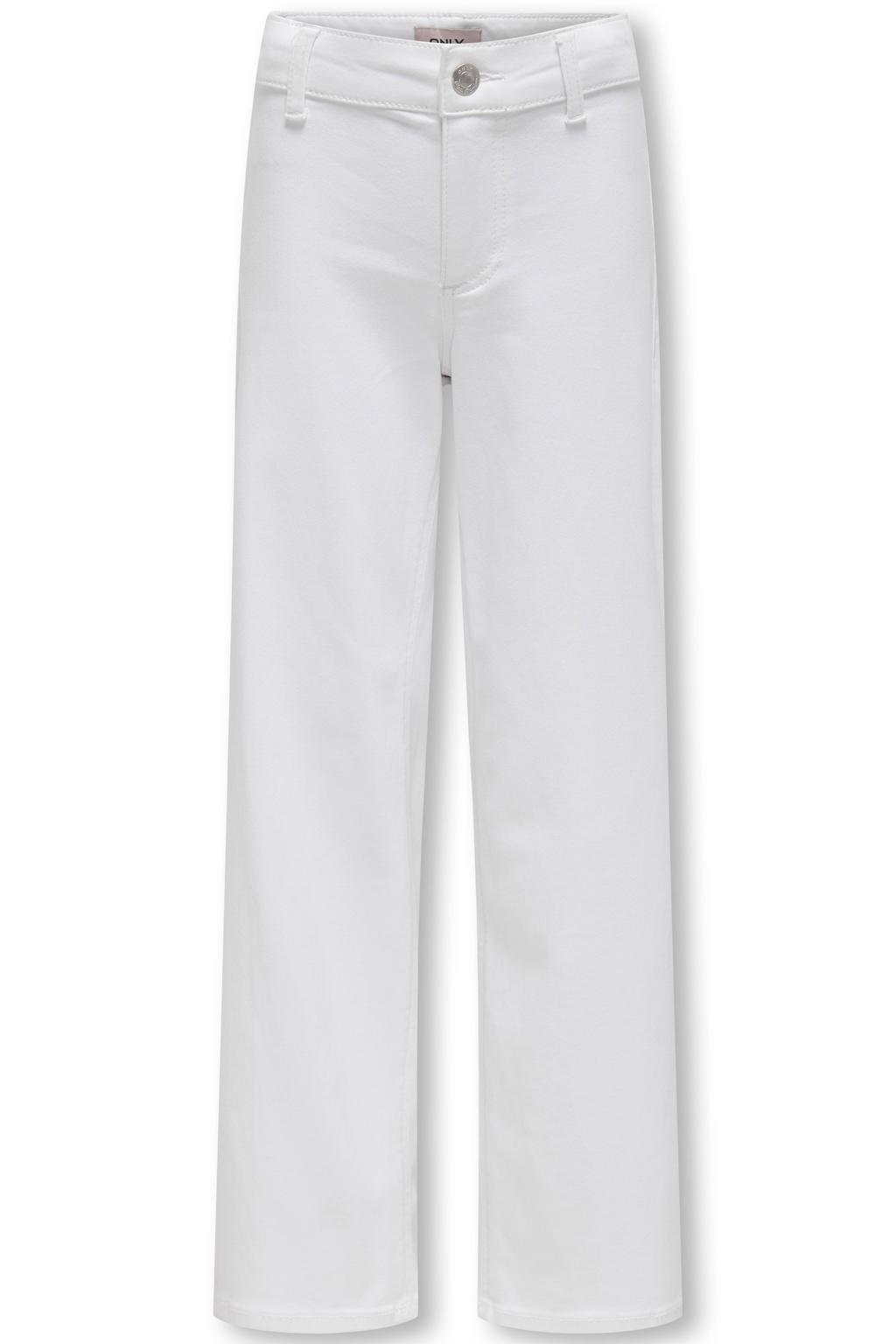 Witte meisjes KIDS ONLY GIRL wide leg jeans van stretchdenim met rits- en knoopsluiting en effen