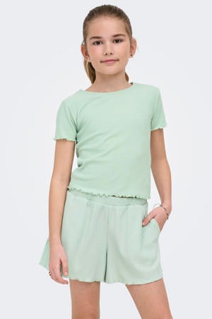 T-shirt rib gebreid mintgroen