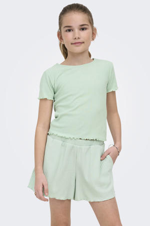 T-shirt rib gebreid mintgroen