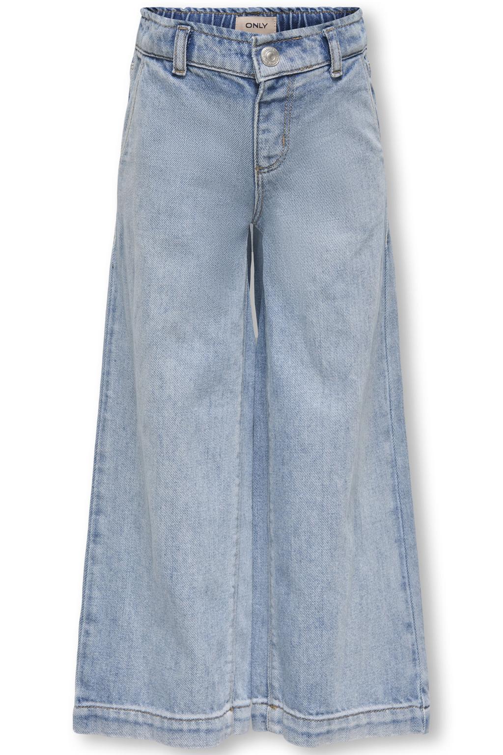 Light blue denim meisjes KIDS ONLY MINI wide leg jeans van denim met rits- en haaksluiting en effen