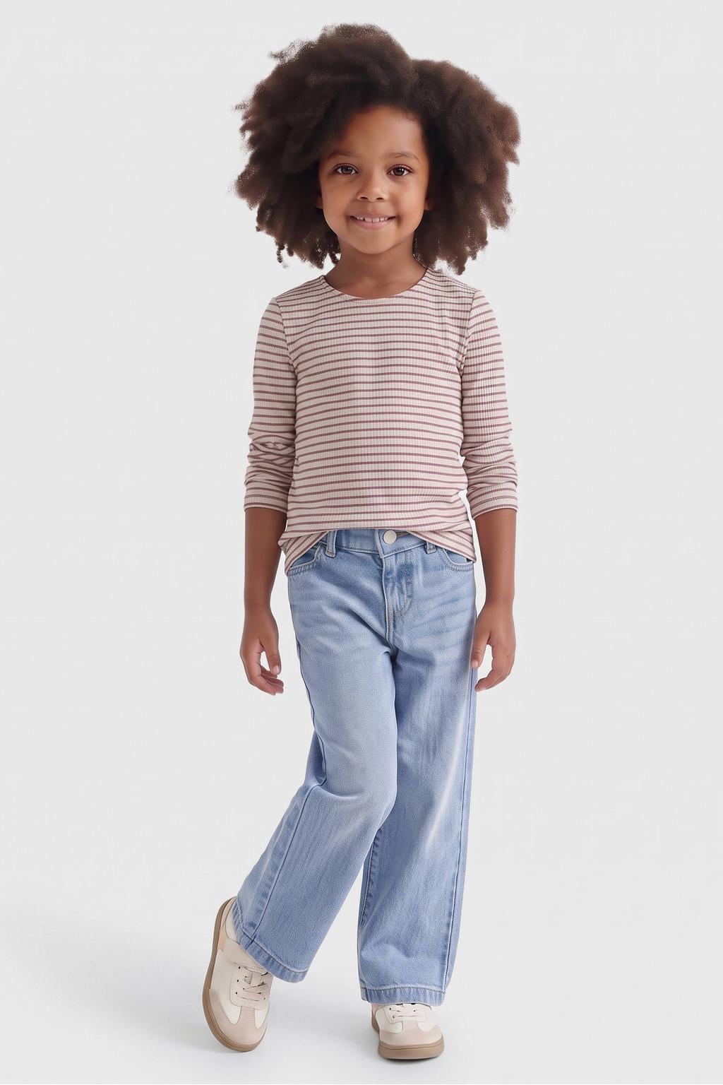 KIDS ONLY MINI super skinny gebreide gestreepte longsleeve - beige/paars