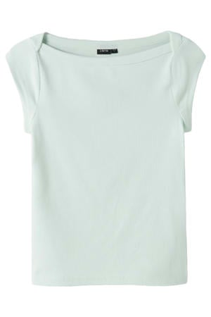 T-shirt met textuur mintgroen