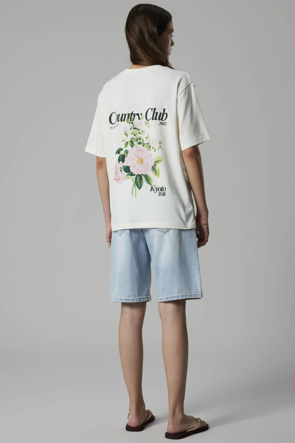 Witte meisjes LMTD T-shirt van katoen met backprint, korte mouwen en ronde hals