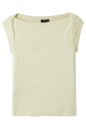 T-shirt met textuur lichtgeel