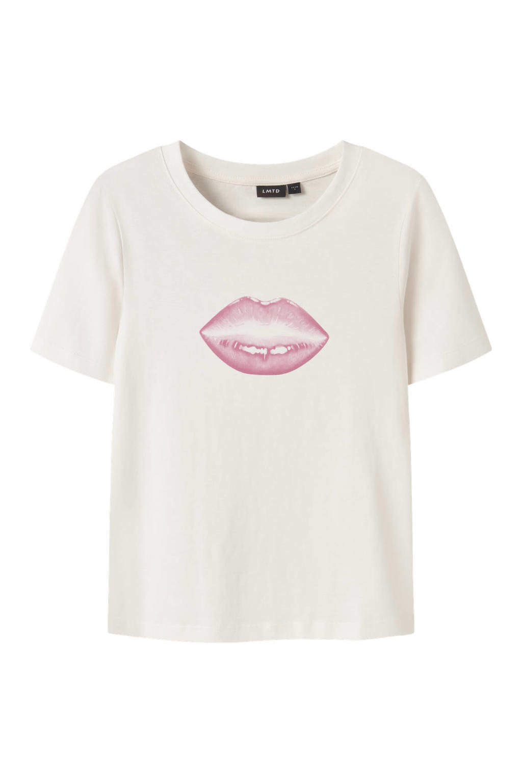 Witte meisjes LMTD T-shirt van katoen met printopdruk, korte mouwen en ronde hals