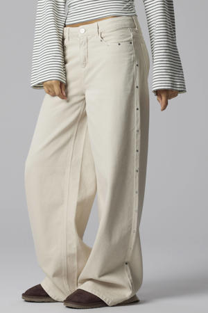 NLFHYEDSTUD wide leg jeans beige