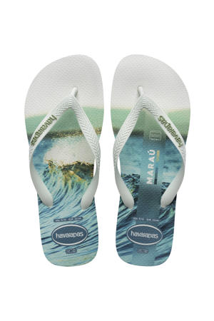 Top Surfer teenslippers wit/blauw