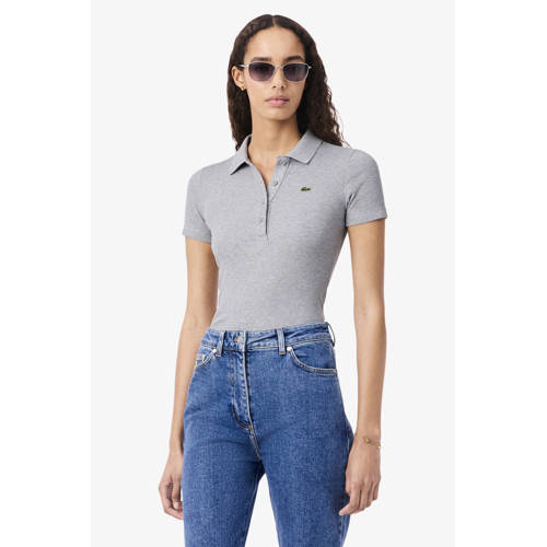 Lacoste polo grijs rib gebreid afbeelding