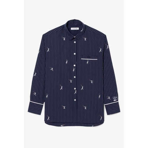 Lacoste gestreepte blouse donkerblauw afbeelding