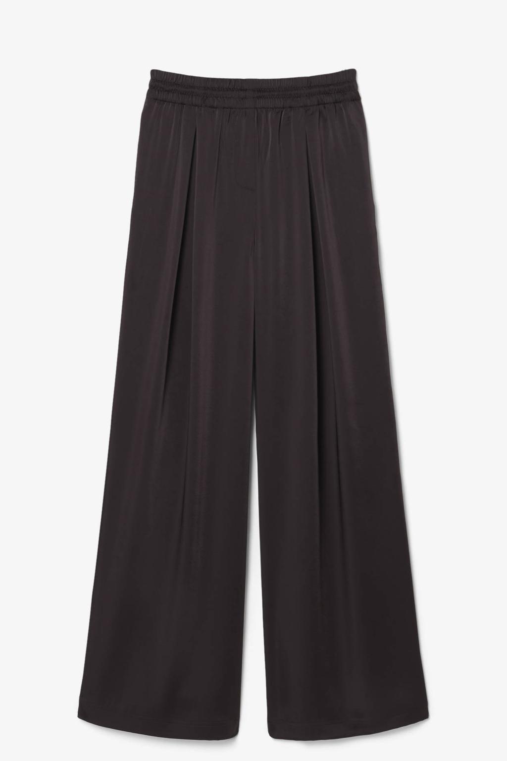 Donkerblauwe dames Lacoste wide leg regular waist broek met effen