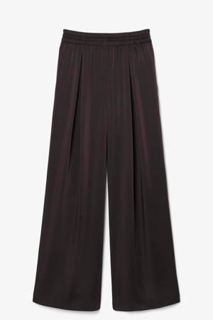 wide leg regular waist broek donkerbruin