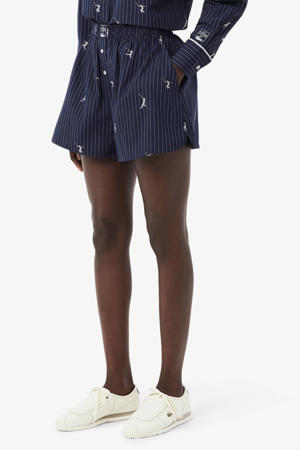 baggy regular waist gestreepte sweatshort donkerblauw
