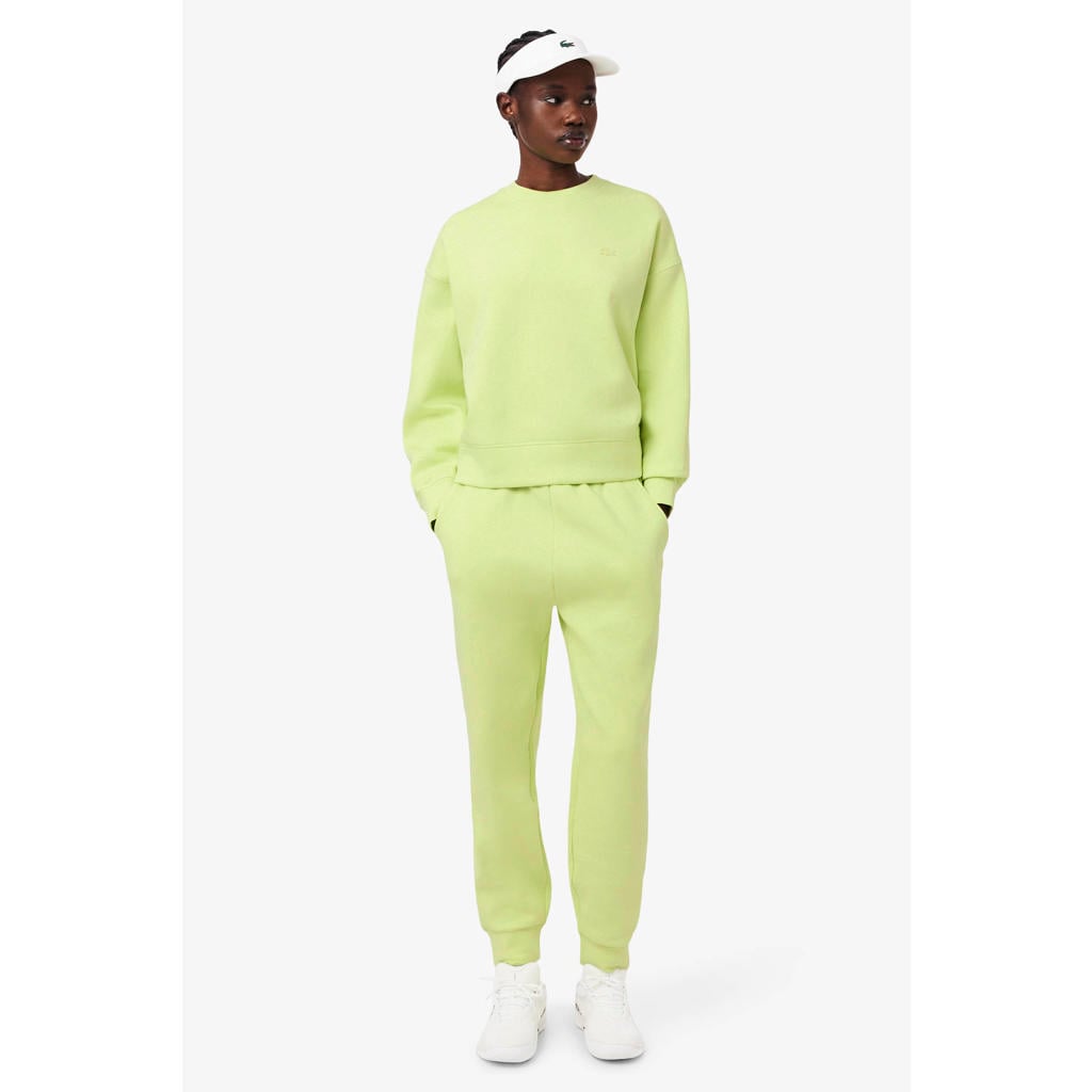 Limegroene dames Lacoste sweater groen van katoen met effen en lange mouwen