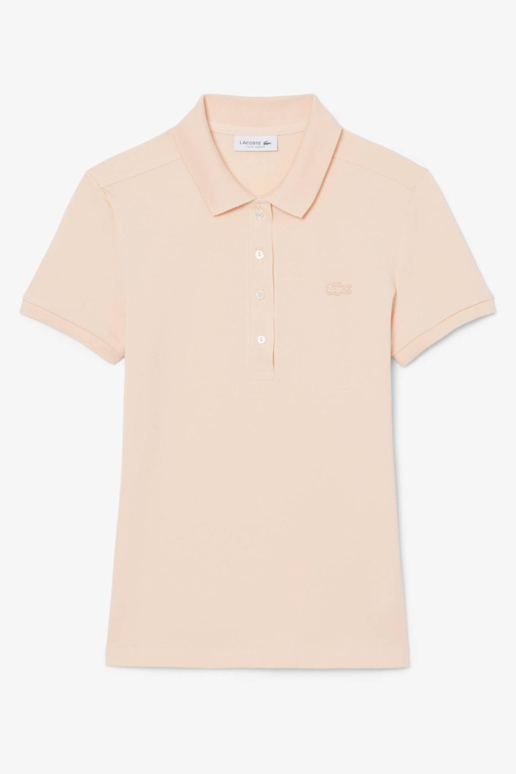 Oranje dames Lacoste polo van katoen met effen, korte mouwen en klassieke kraag