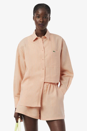 gestreepte blouse met linnen oranje