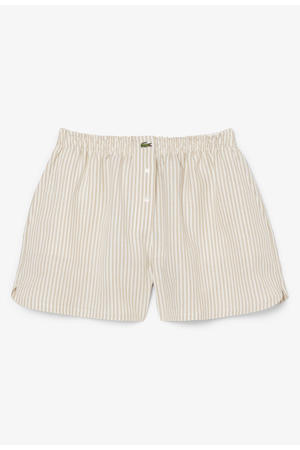 baggy high waist gestreepte casual short met linnen beige