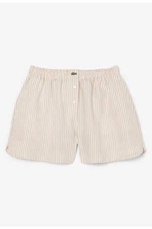 baggy high waist gestreepte casual short met linnen beige