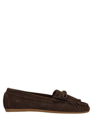 suède mocassins bruin