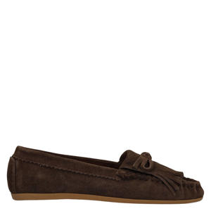 suède mocassins bruin