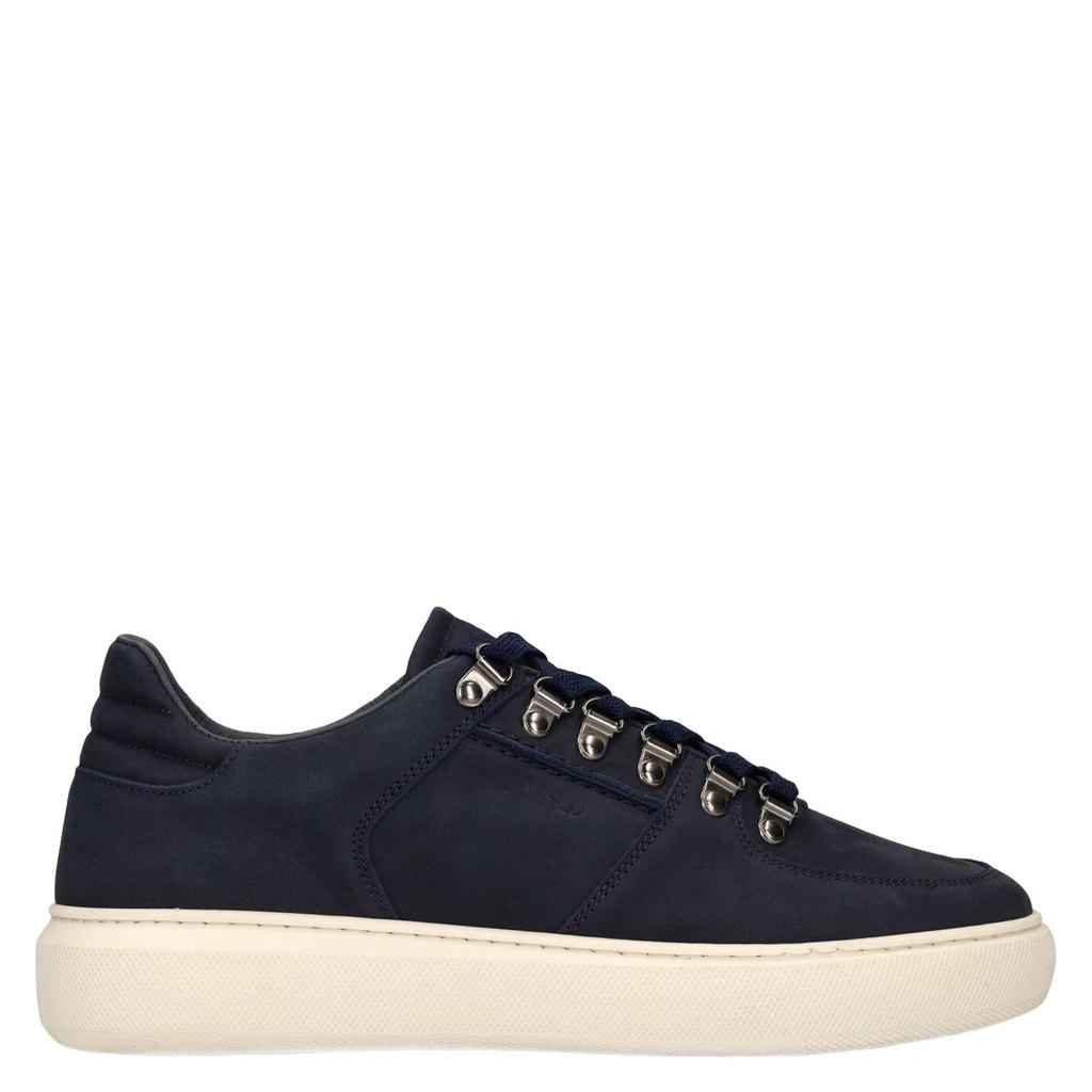 Donkerblauwe heren Manfield nubuck sneakers met veters