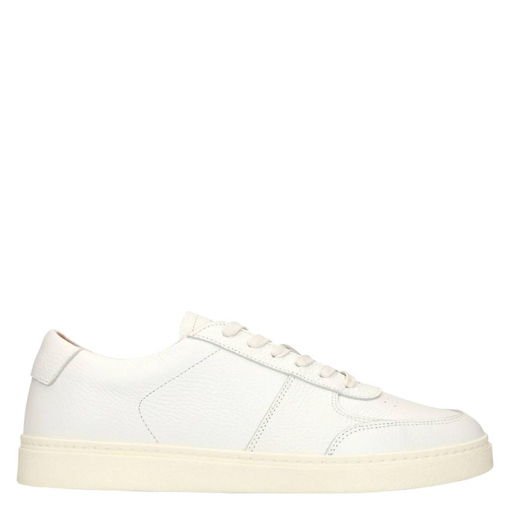 Witte heren Manfield leren sneakers met veters