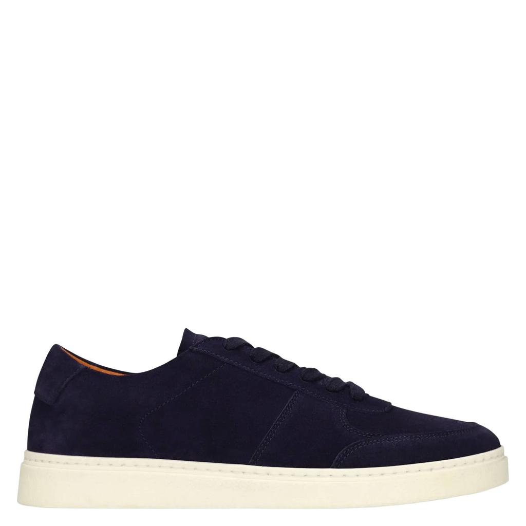 Donkerblauwe heren Manfield suède sneakers met veters