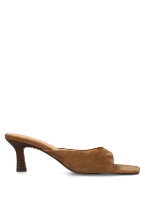 suède muiltjes camel
