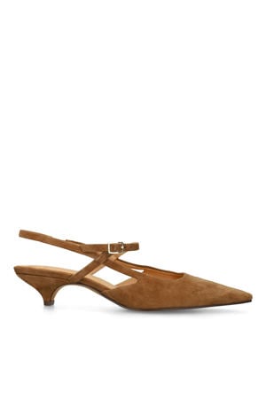 suède slingback pumps cognac