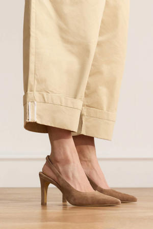 suède slingback pumps bruin