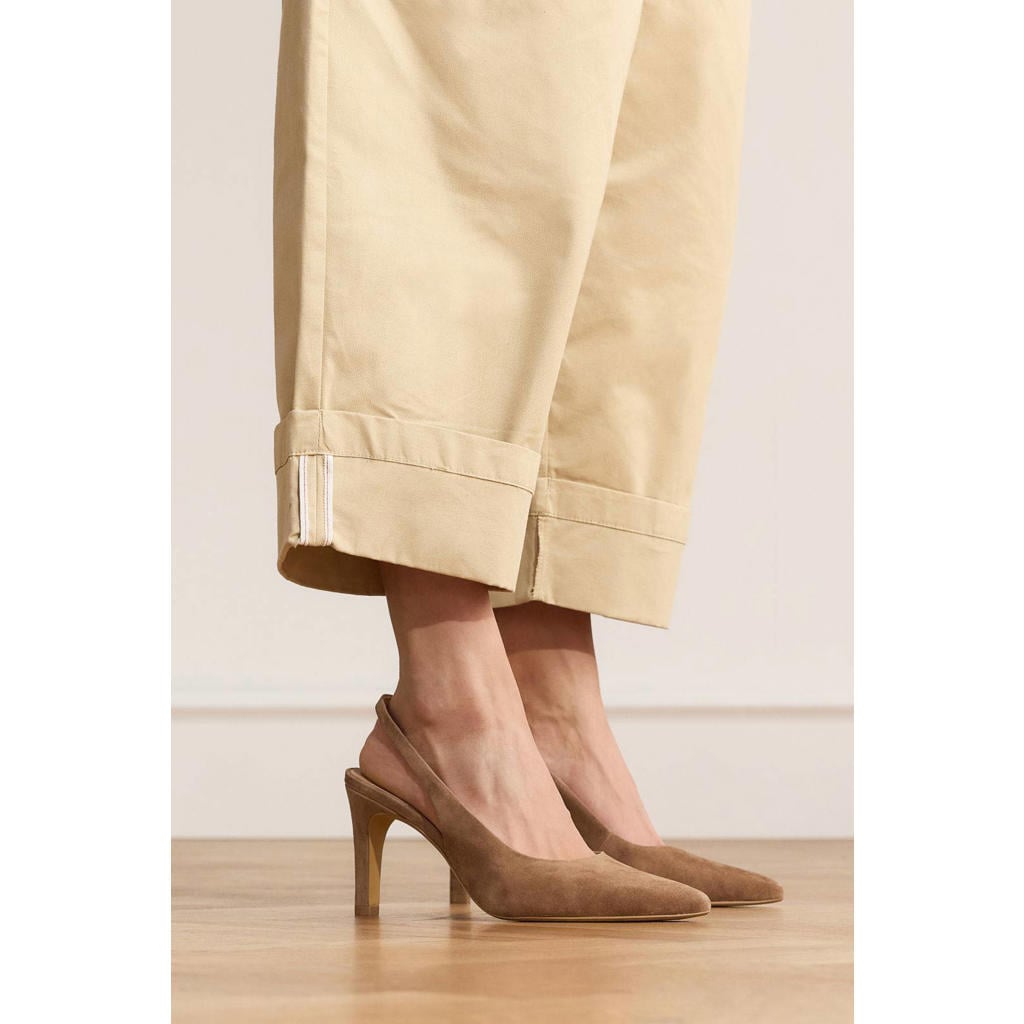 Bruine dames Manfield suède slingback pumps