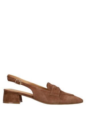 suède slingback loafers bruin