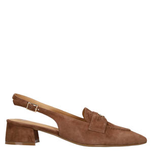 suède slingback loafers bruin