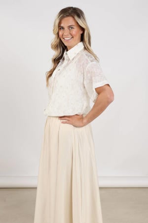 gebloemde blouse ecru