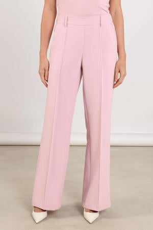 wide leg regular waist broek roze
