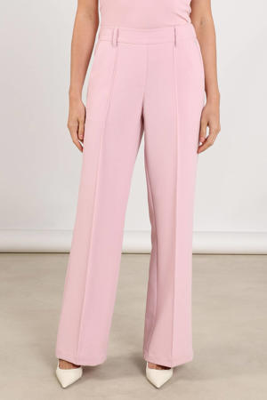 wide leg regular waist broek roze