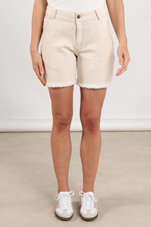 regular high waist denim short beige