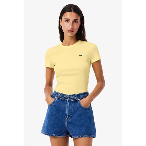 Lacoste T-shirt geel rib gebreid afbeelding