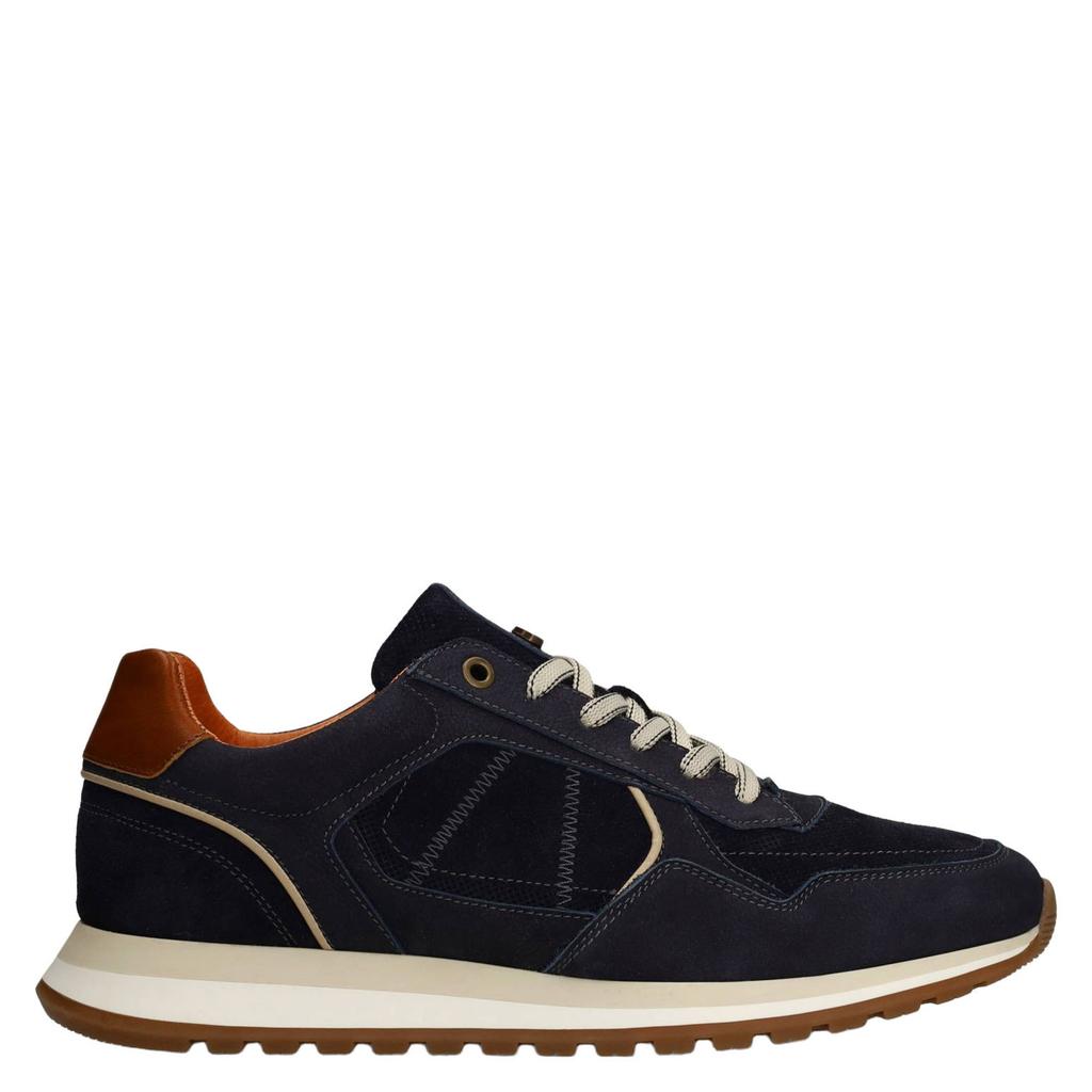 Donkerblauwe heren No Stress nubuck sneakers met veters