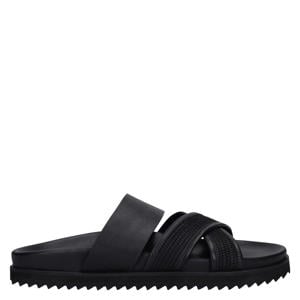 leren slippers zwart