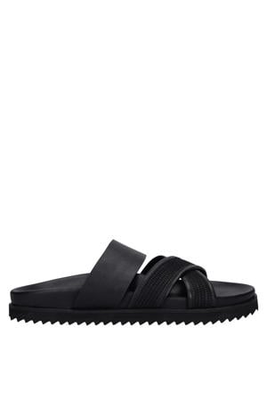 leren slippers zwart