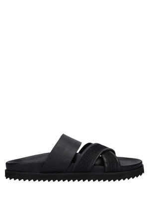 leren slippers zwart